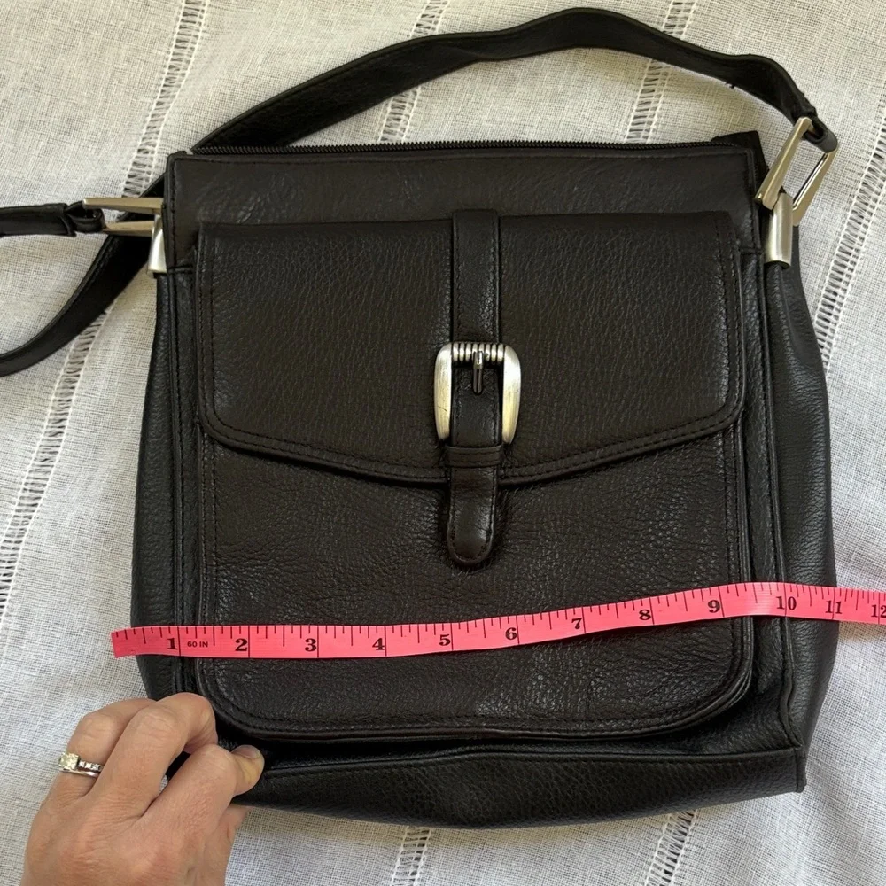 St. John's Bay Black Leather Messenger Bag